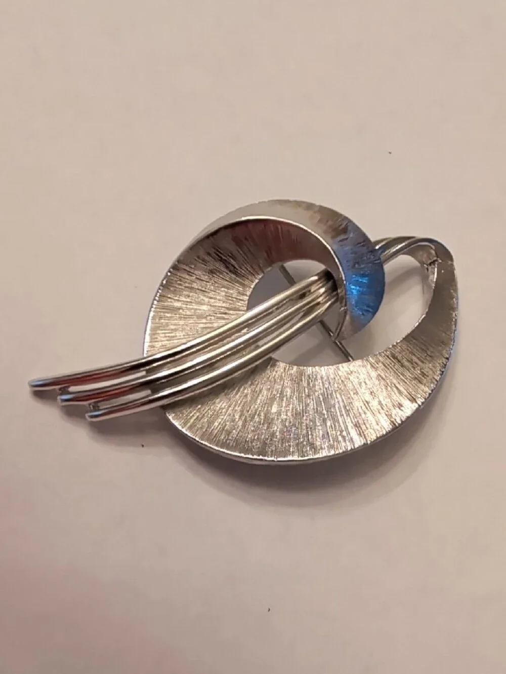 Monet Silver-Tone Textured Loop Brooch